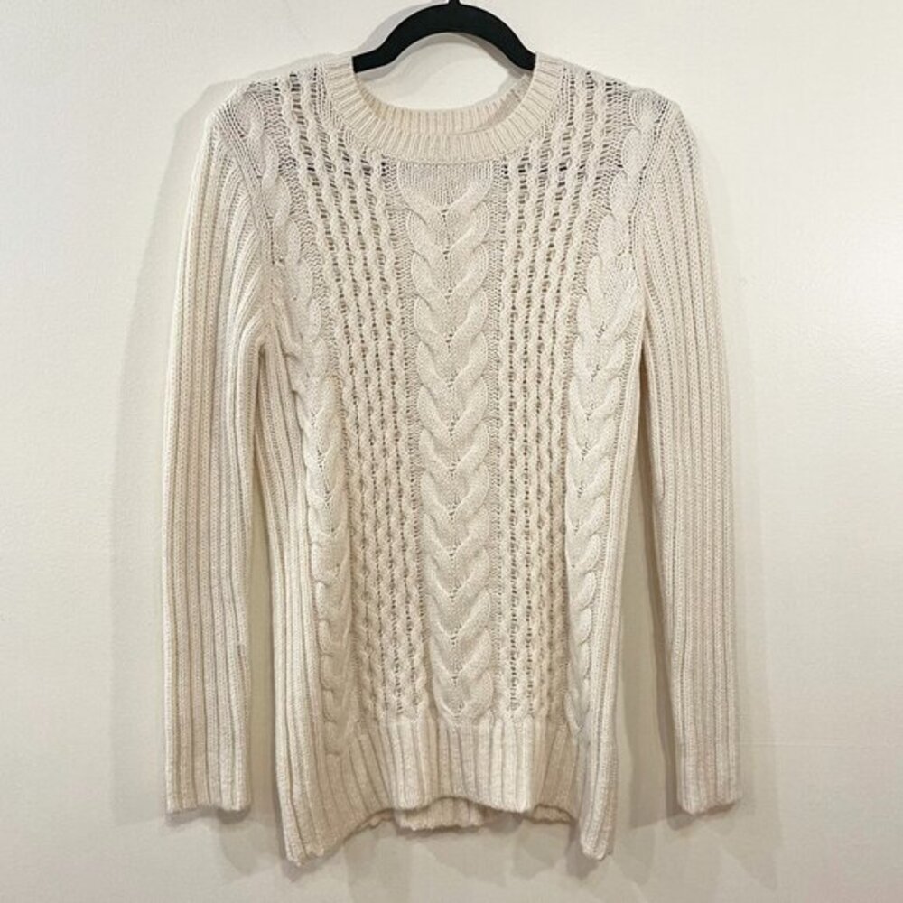 EUC Club Monaco Wool Blend Fisherman Sweater Cream XS